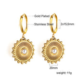 Boucles d'oreilles puces rondes avec gâteau rond en perles blanches 2x16mm Acier