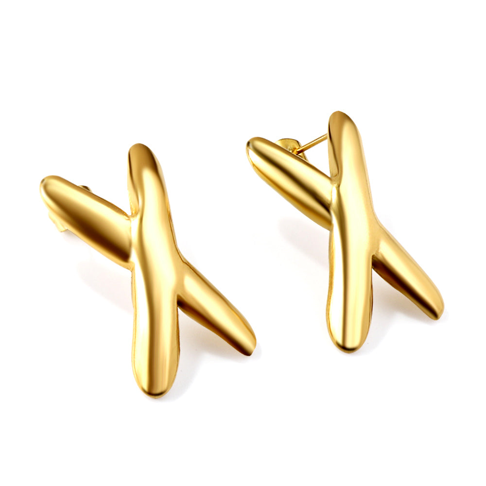X-shaped earrings in 18k gold asonjewelry