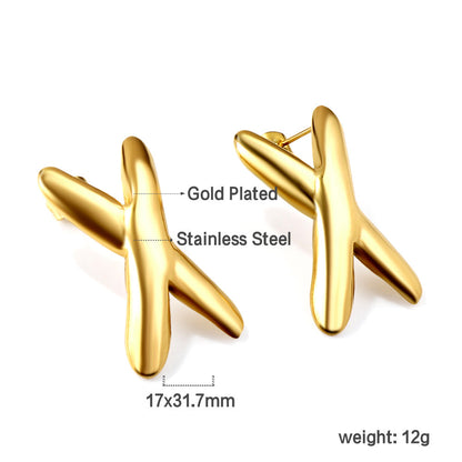 X-shaped earrings in 18k gold asonjewelry