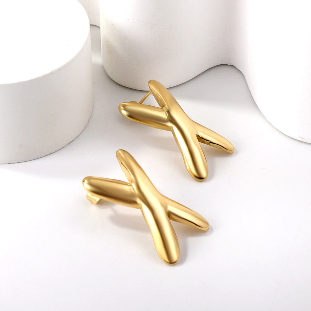 X-shaped earrings in 18k gold asonjewelry