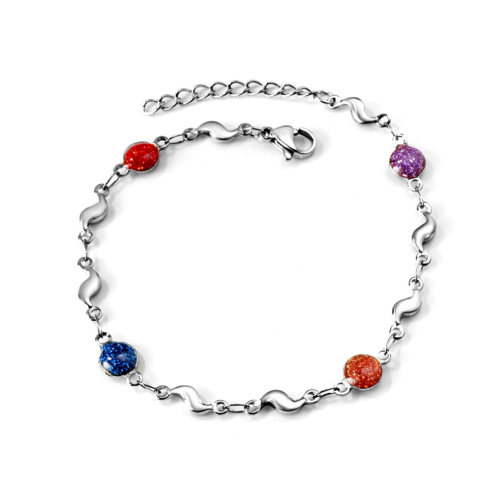 4 Mixed Color Chrysoberyl + 8 Lightning Bolt Accessories Charm Bracelet 17+3cm asonjewelry