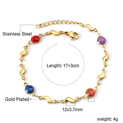 4 Mixed Color Chrysoberyl + 8 Lightning Bolt Accessories Charm Bracelet 17+3cm asonjewelry