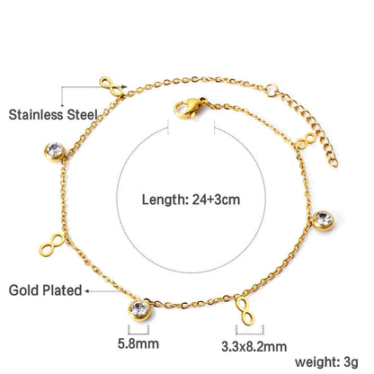 Spring 4pcs 8+3pcs round diamonds accessories pendant anklet 24+3cm asonjewelry