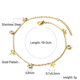 4 Dragonflies + 3 Round Diamonds Accessories Charm Bracelet 18+3cm Gold