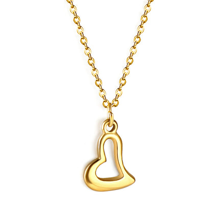 Crooked Heart Circle Pendant Necklace 40+5cm asonjewelry