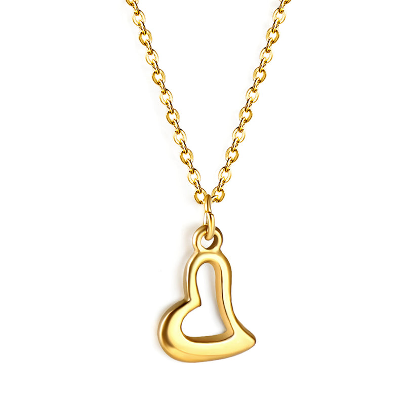 Crooked Heart Circle Pendant Necklace 40+5cm