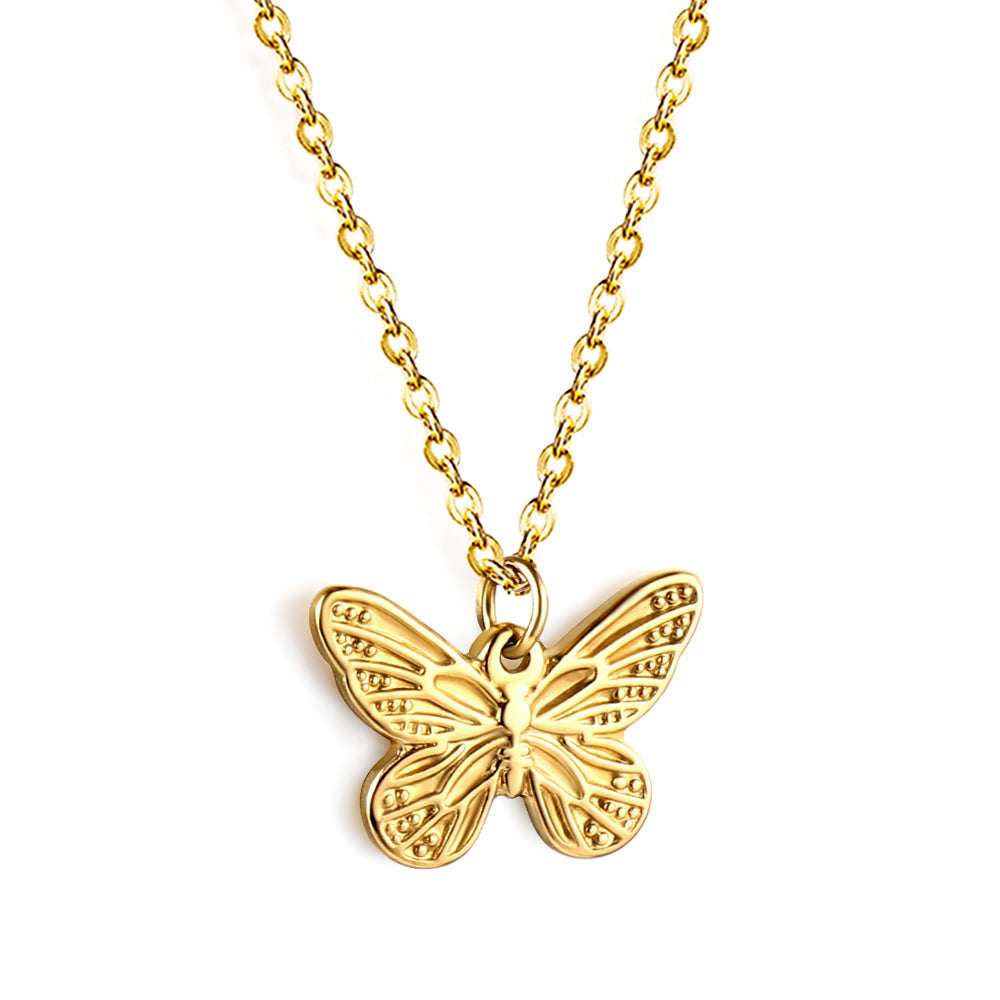 Small Butterfly Pendant Necklace 40+5cm asonjewelry