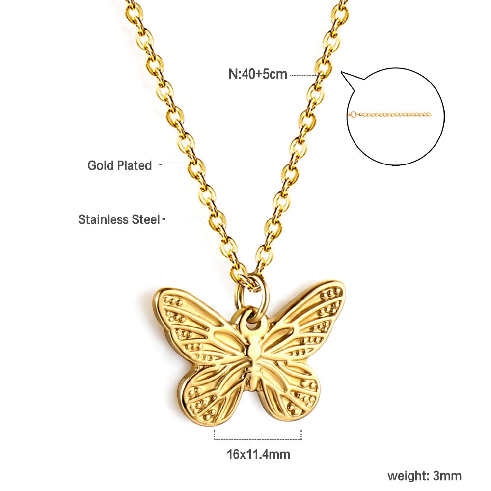 Small Butterfly Pendant Necklace 40+5cm asonjewelry