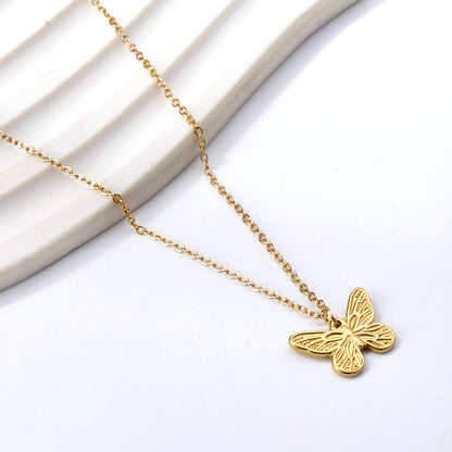 Small Butterfly Pendant Necklace 40+5cm asonjewelry
