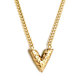 V-convex pendant necklace 40+5cm gold color