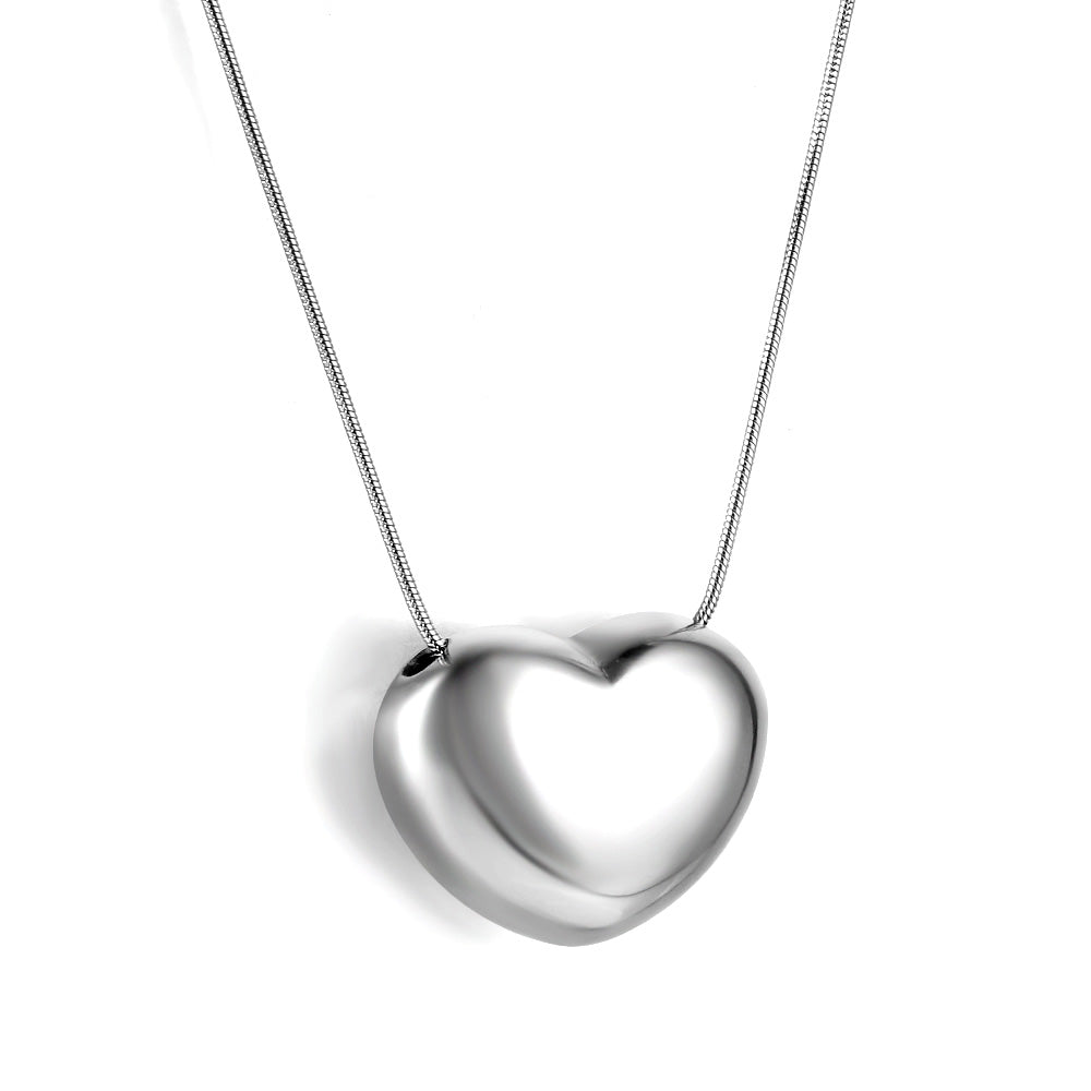 25*19.5mm Heart Hollow Pendant Necklace 44+5cm asonjewelry