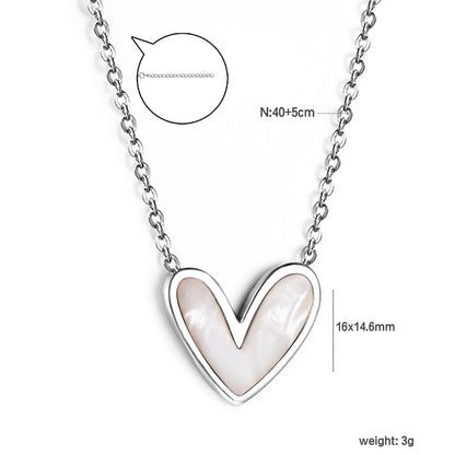 White Shell Heart Pendant Necklace 40+5cm asonjewelry