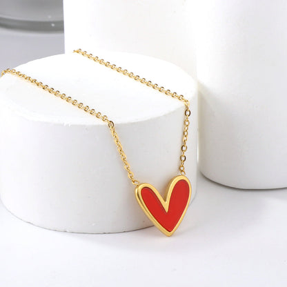 Red Shell Heart Pendant Necklace 40+5cm asonjewelry
