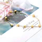 Golden Square Pendant Necklace with Diamonds 14K 45+5cm