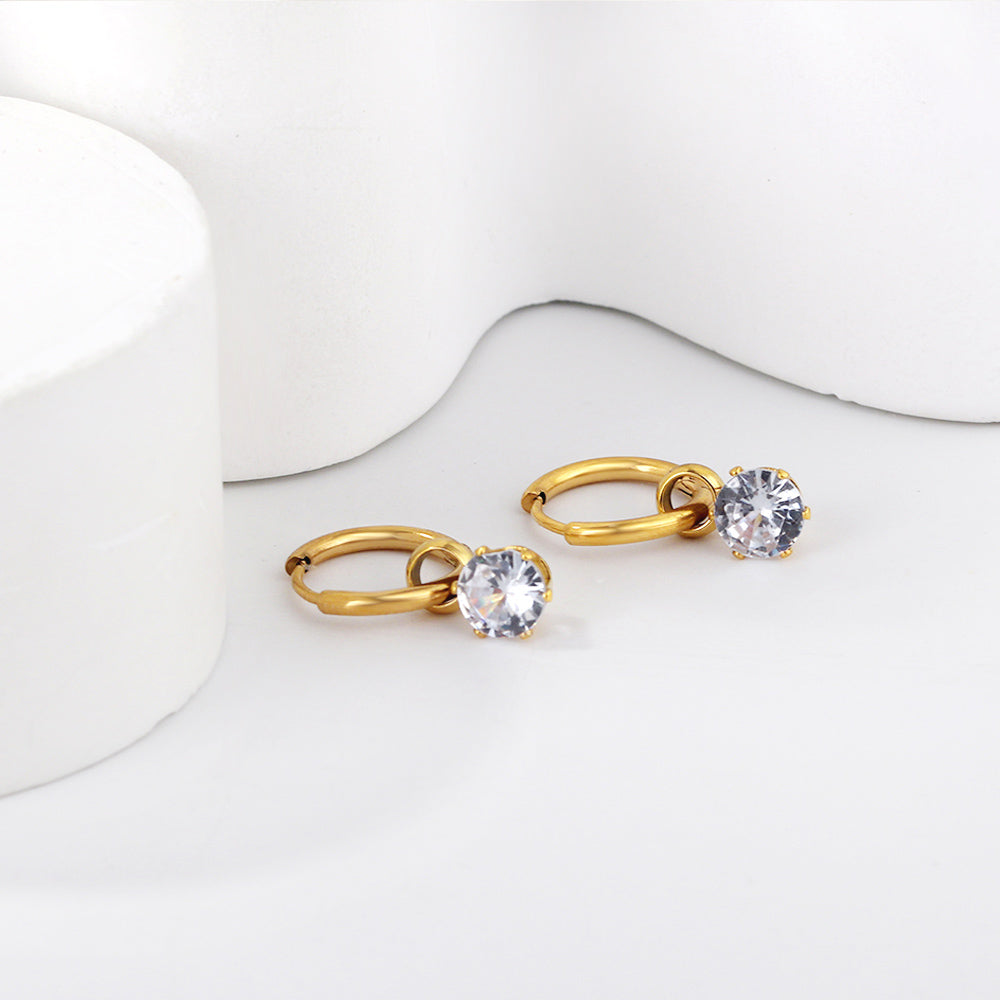 1.5x12mm circle with round white diamond earrings asonjewelry