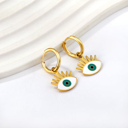 1.6x11mm Circle with Mixed Color Eyes Stud Earrings asonjewelry