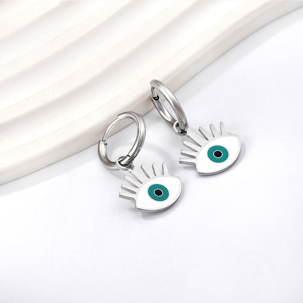 1.6x11mm Circle with Mixed Color Eyes Stud Earrings asonjewelry