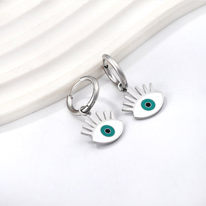 1.6x11mm Circle with Mixed Color Eyes Stud Earrings asonjewelry