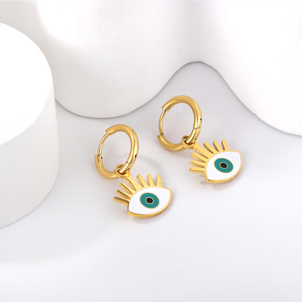 1.6x11mm Circle with Mixed Color Eyes Stud Earrings asonjewelry