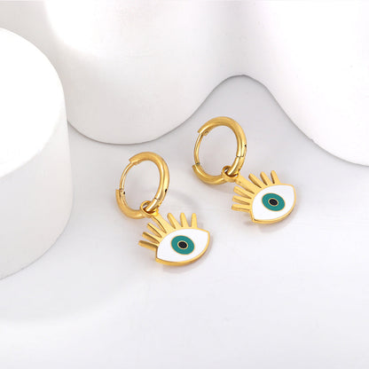 1.6x11mm Circle with Mixed Color Eyes Stud Earrings asonjewelry