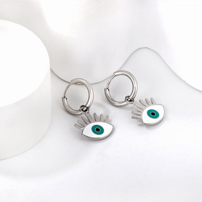 1.6x11mm Circle with Mixed Color Eyes Stud Earrings asonjewelry