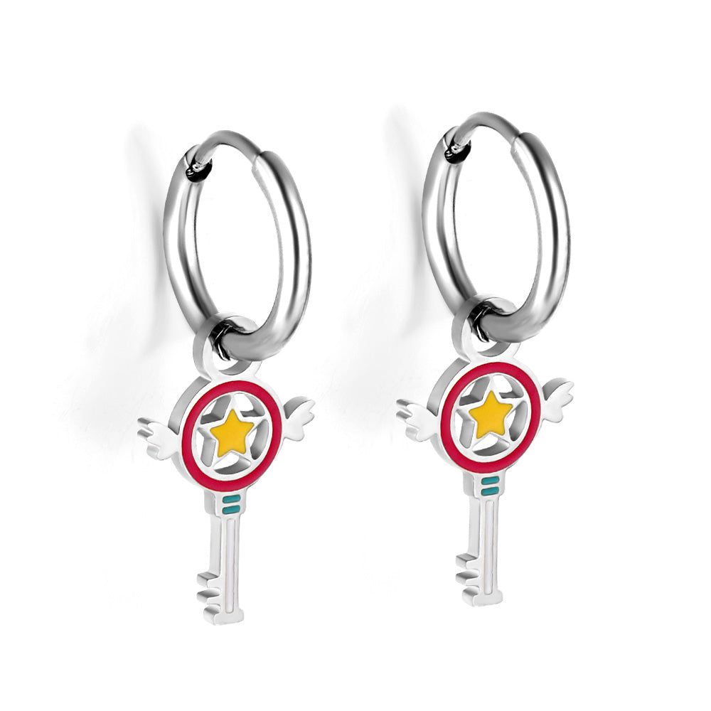 1.6x11mm Circle with Mixed Color Magic Wand Earrings asonjewelry