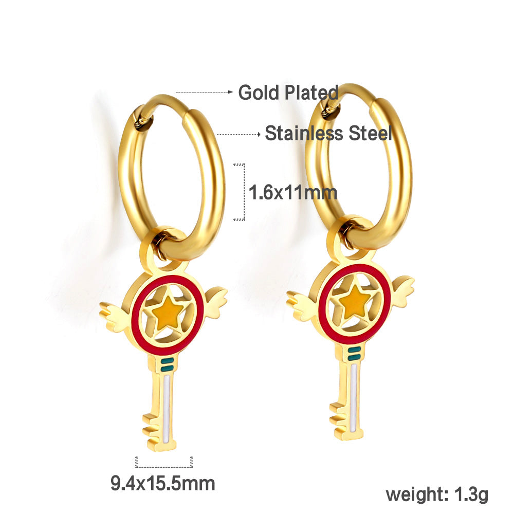 1.6x11mm Circle with Mixed Color Magic Wand Earrings asonjewelry