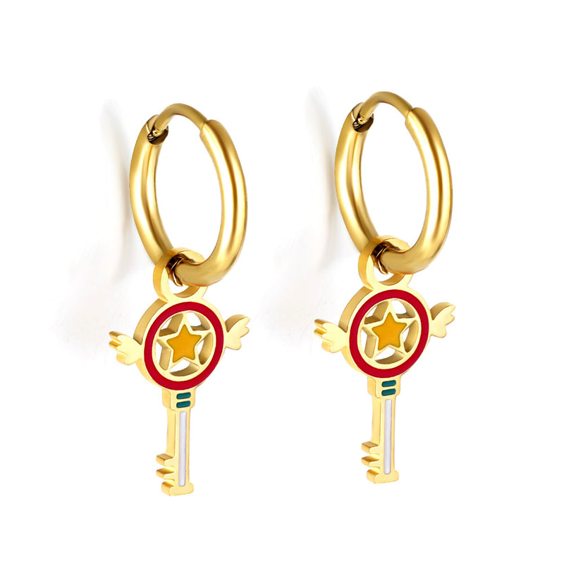 1.6x11mm Circle with Mixed Color Magic Wand Earrings