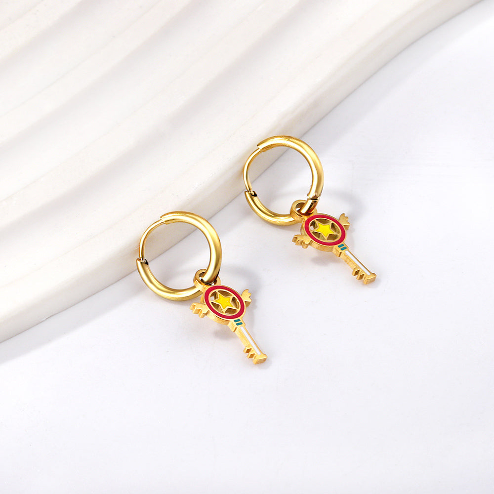 1.6x11mm Circle with Mixed Color Magic Wand Earrings asonjewelry