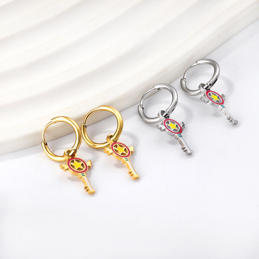 1.6x11mm Circle with Mixed Color Magic Wand Earrings asonjewelry