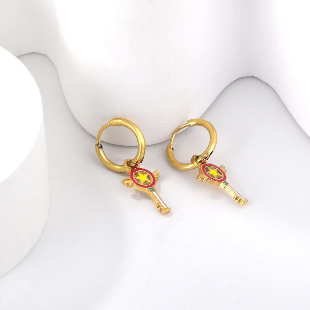 1.6x11mm Circle with Mixed Color Magic Wand Earrings asonjewelry