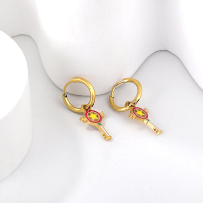 1.6x11mm Circle with Mixed Color Magic Wand Earrings asonjewelry