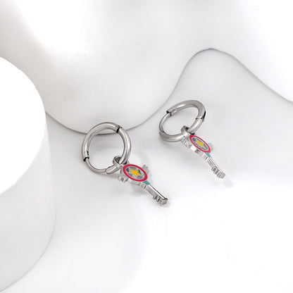 1.6x11mm Circle with Mixed Color Magic Wand Earrings asonjewelry