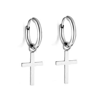 1.6x13.5mm Circle with Cross Earrings asonjewelry