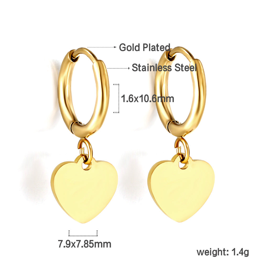 1.6x11mm Circle with Hearts Stud Earrings asonjewelry