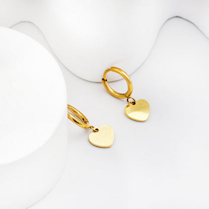 1.6x11mm Circle with Hearts Stud Earrings asonjewelry