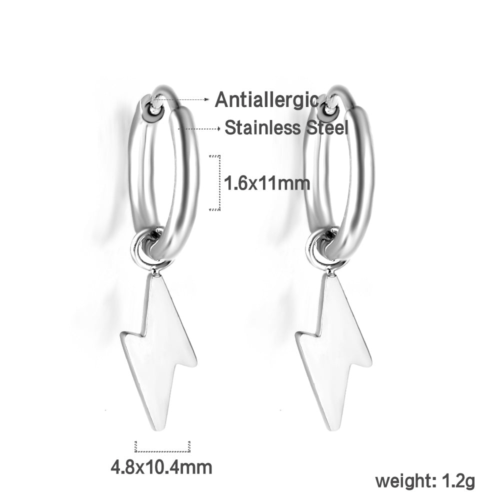 1.6x11mm Round & Lightning Earrings Dangle asonjewelry