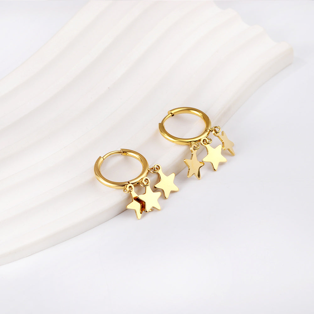 2x15mm circle with three star accessories earrings asonjewelry