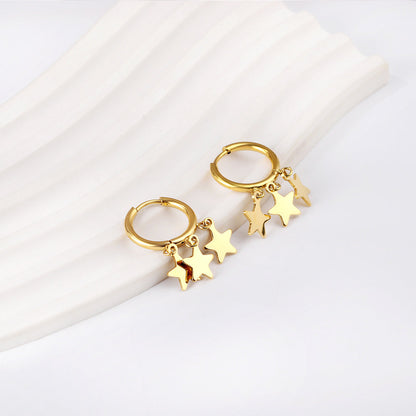 2x15mm circle with three star accessories earrings asonjewelry