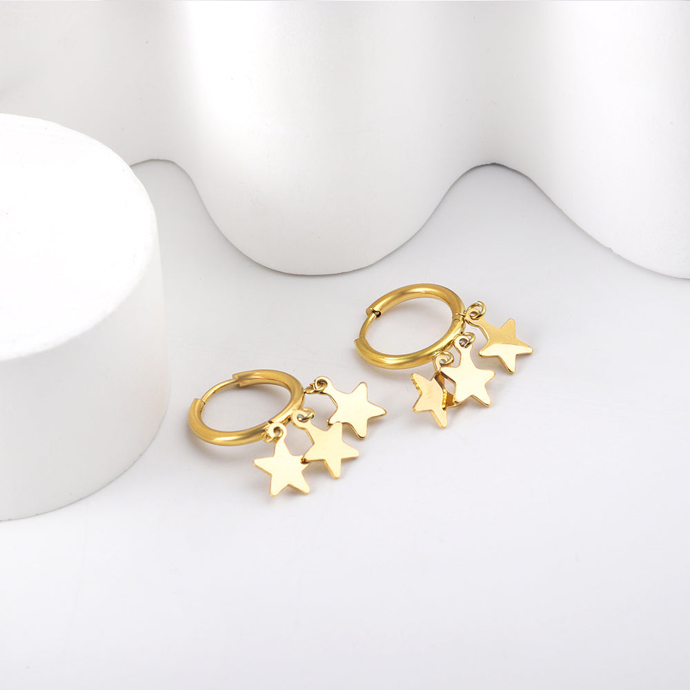 2x15mm circle with three star accessories earrings asonjewelry