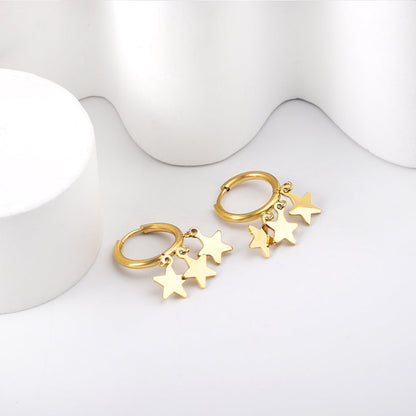 2x15mm circle with three star accessories earrings asonjewelry