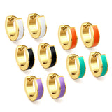 Gold Round earrings with white drip oil 4*13.5mm
