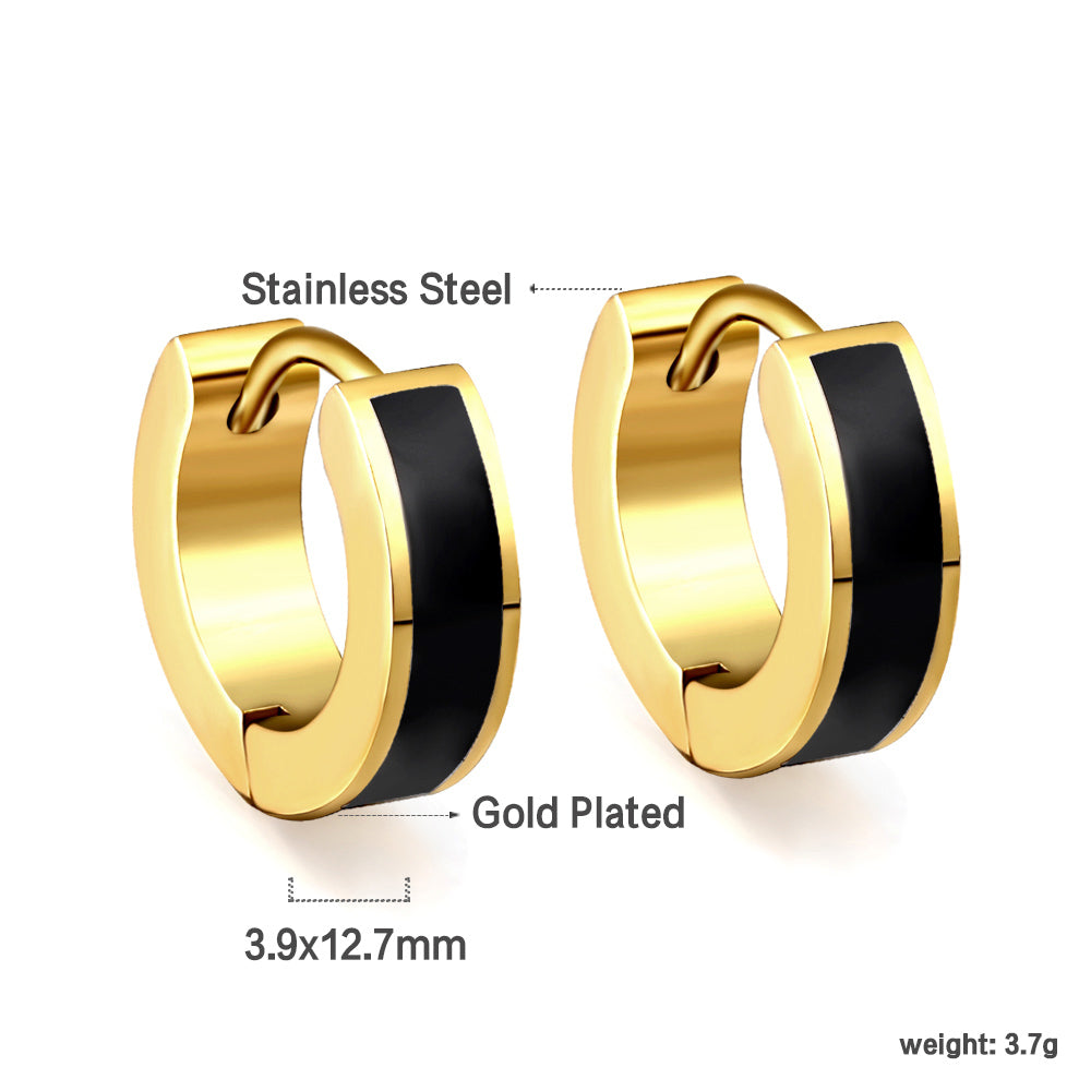 Gold Round earrings with white drip oil 4*13.5mm asonjewelry