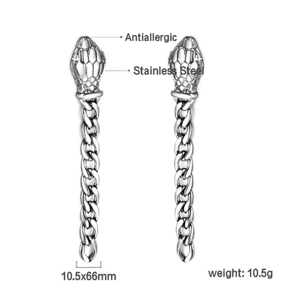 Snake head with matching chain with white diamond earrings asonjewelry