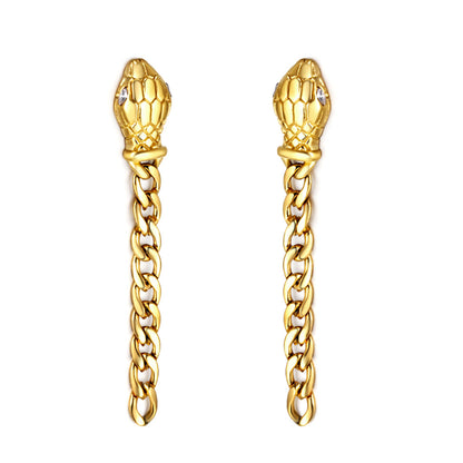 Snake head with matching chain with white diamond earrings asonjewelry