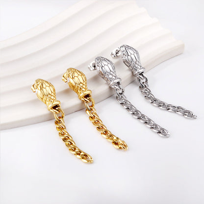Snake head with matching chain with white diamond earrings asonjewelry
