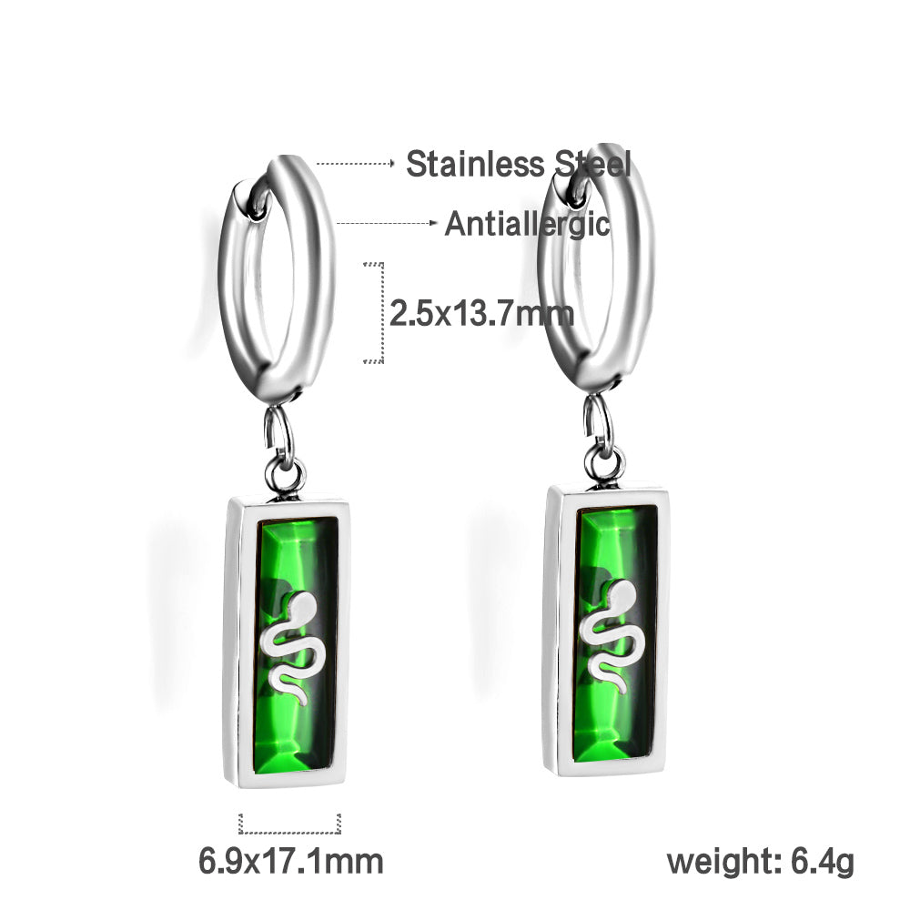 2.5x13.7mm circle with rectangular black zirconia left and right moon star earrings asonjewelry