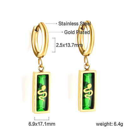 2.5x13.7mm circle with rectangular black zirconia left and right moon star earrings asonjewelry