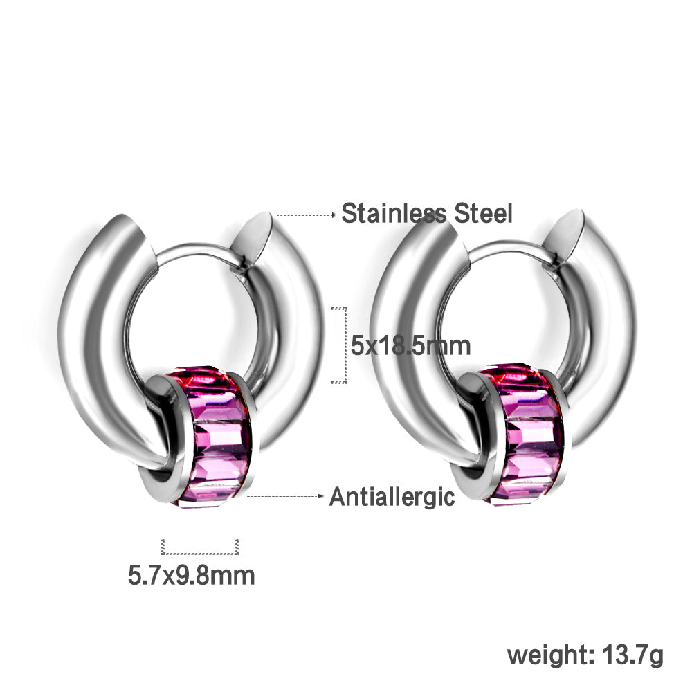 5x18.5mm circle with purple diamond earrings asonjewelry