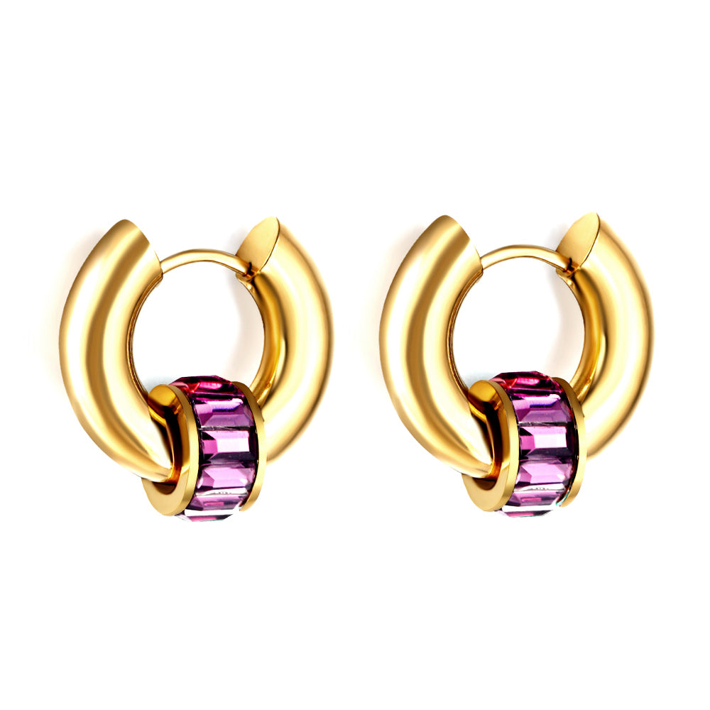 5x18.5mm circle with purple diamond earrings asonjewelry